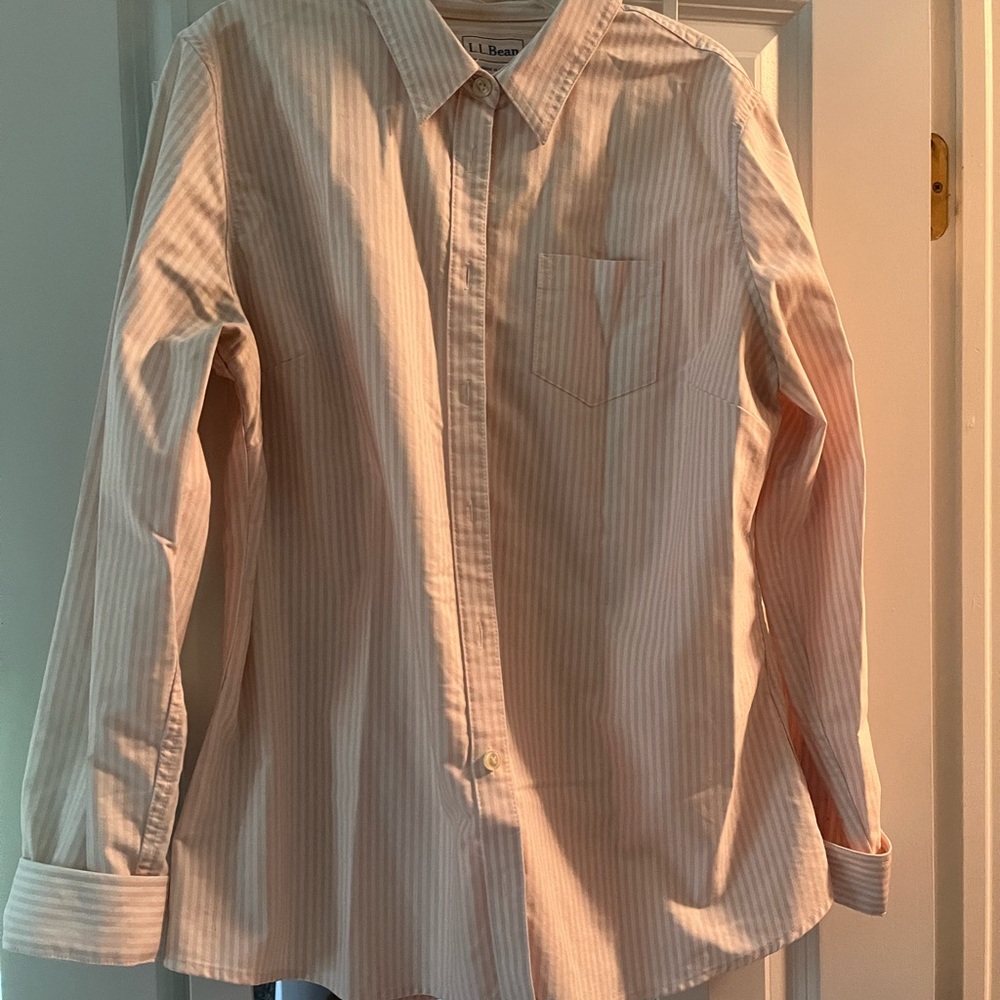 L.L. Bean Pink and White Striped Shirt